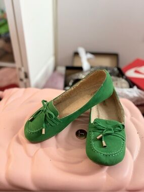 Green Suede Moccasin Loafers - Women's Casual Slip-Ons